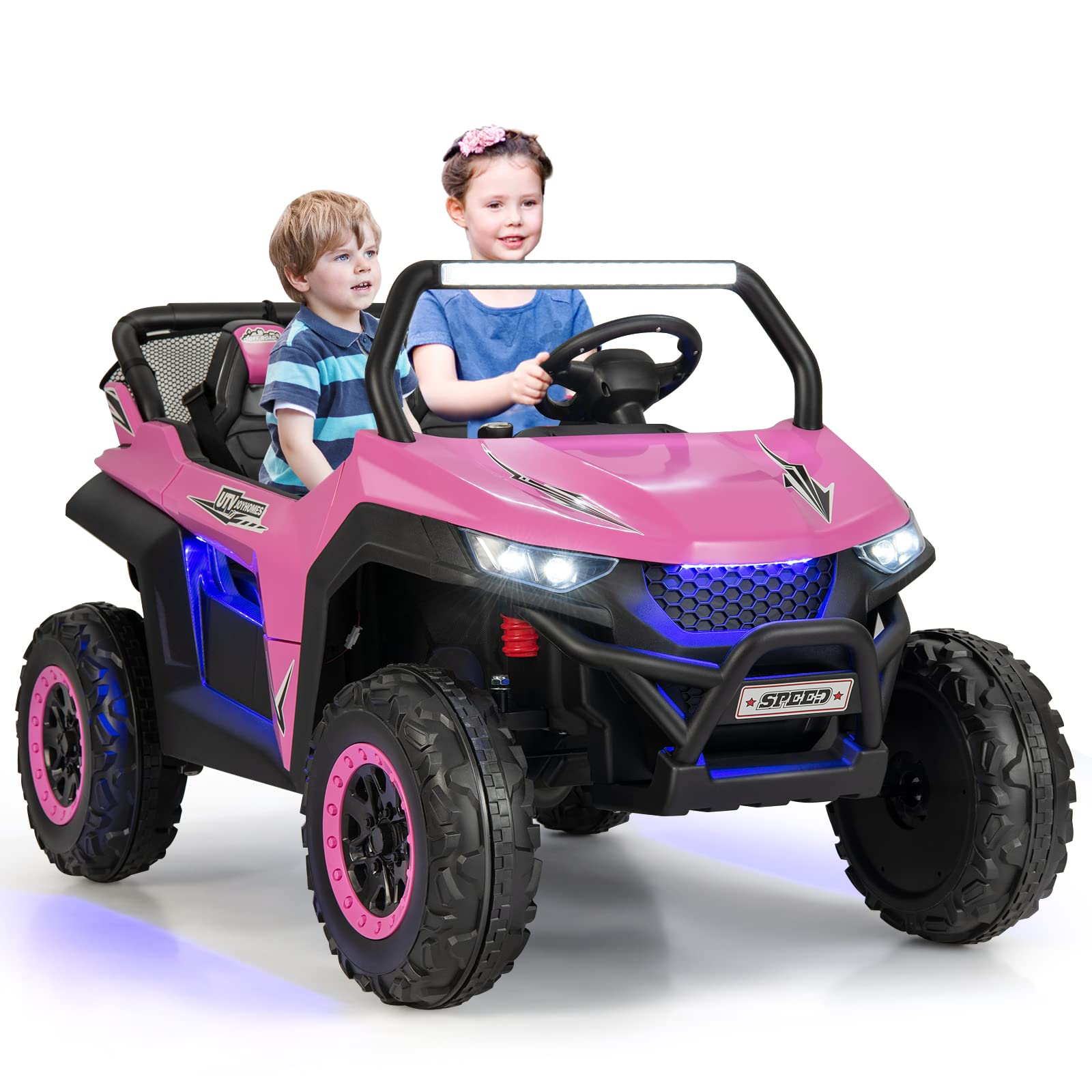 Costzon 2-Seater Ride on Car, Battery Powered Electric UTV w/ Remote Control, 4 Wheel Spring Suspension