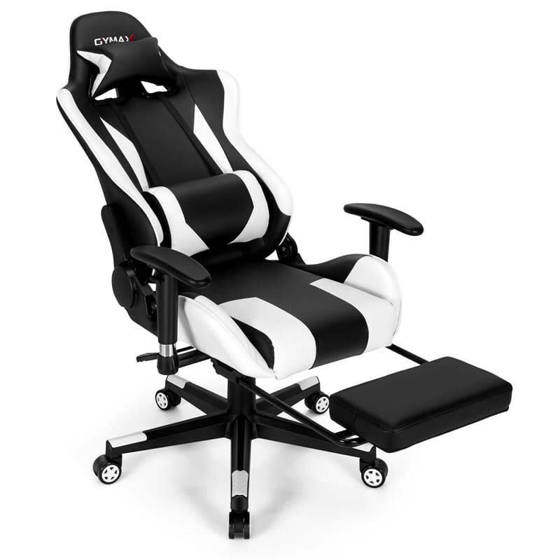 Massage Gaming Chair Recliner, High Back Ergonomic Gamer Racing Chair Adjustable Computer Chair Office Chair with Footrest, Headrest & Lumbar Support