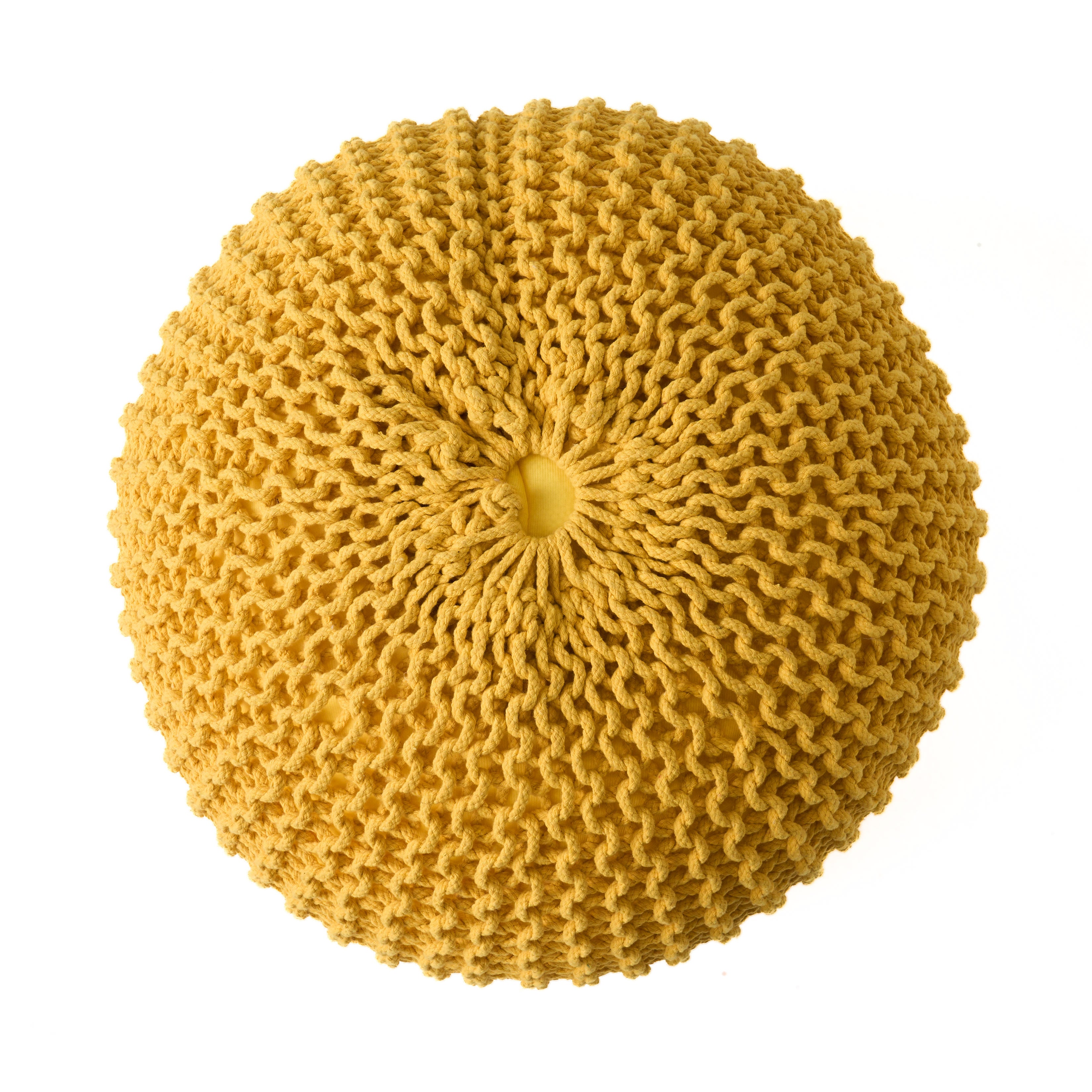 Barwick Modern Knitted Cotton Round Pouf