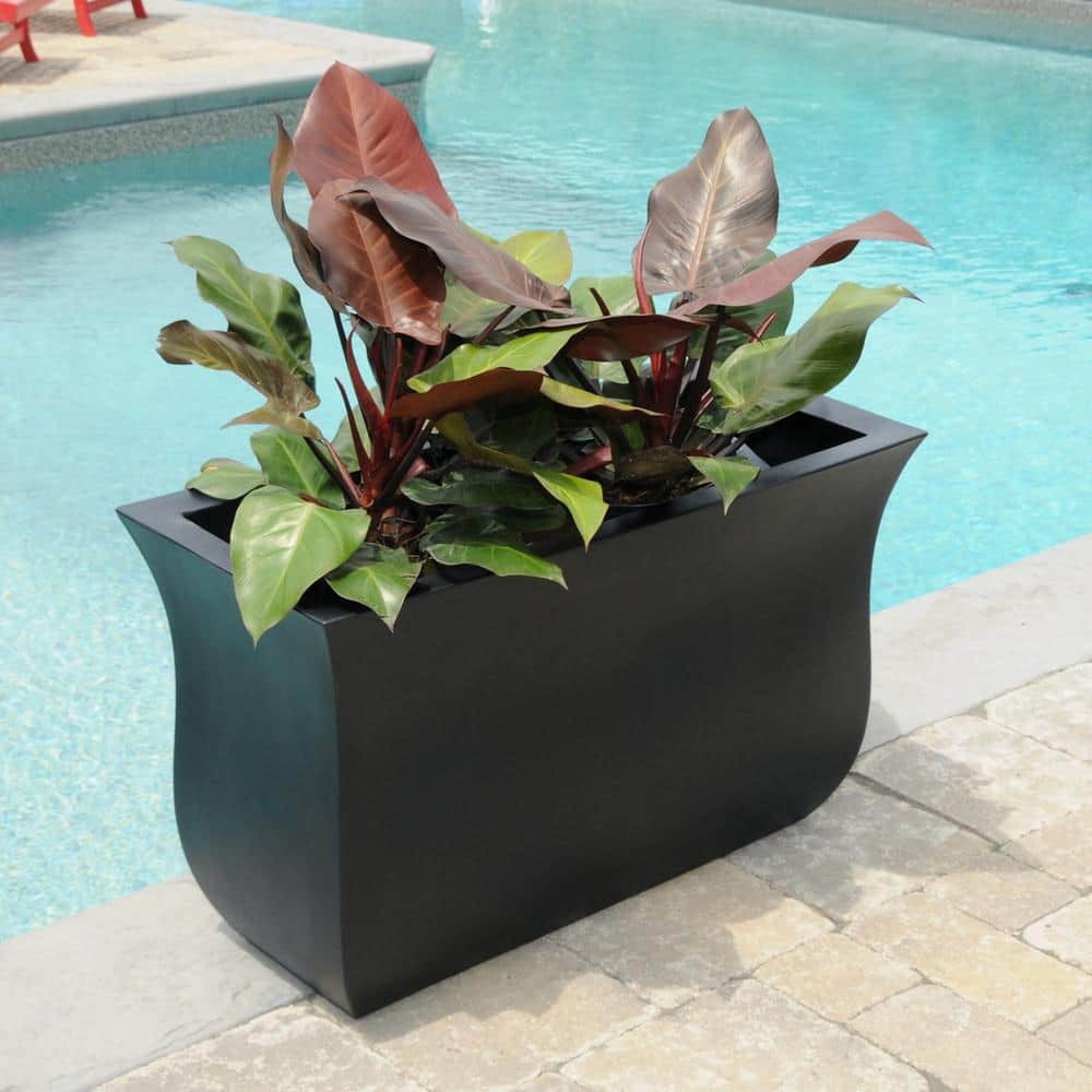 Mayne Valencia 36 in. x 16 in. x 22 in. Black Long Polyethylene Planter 5875-B