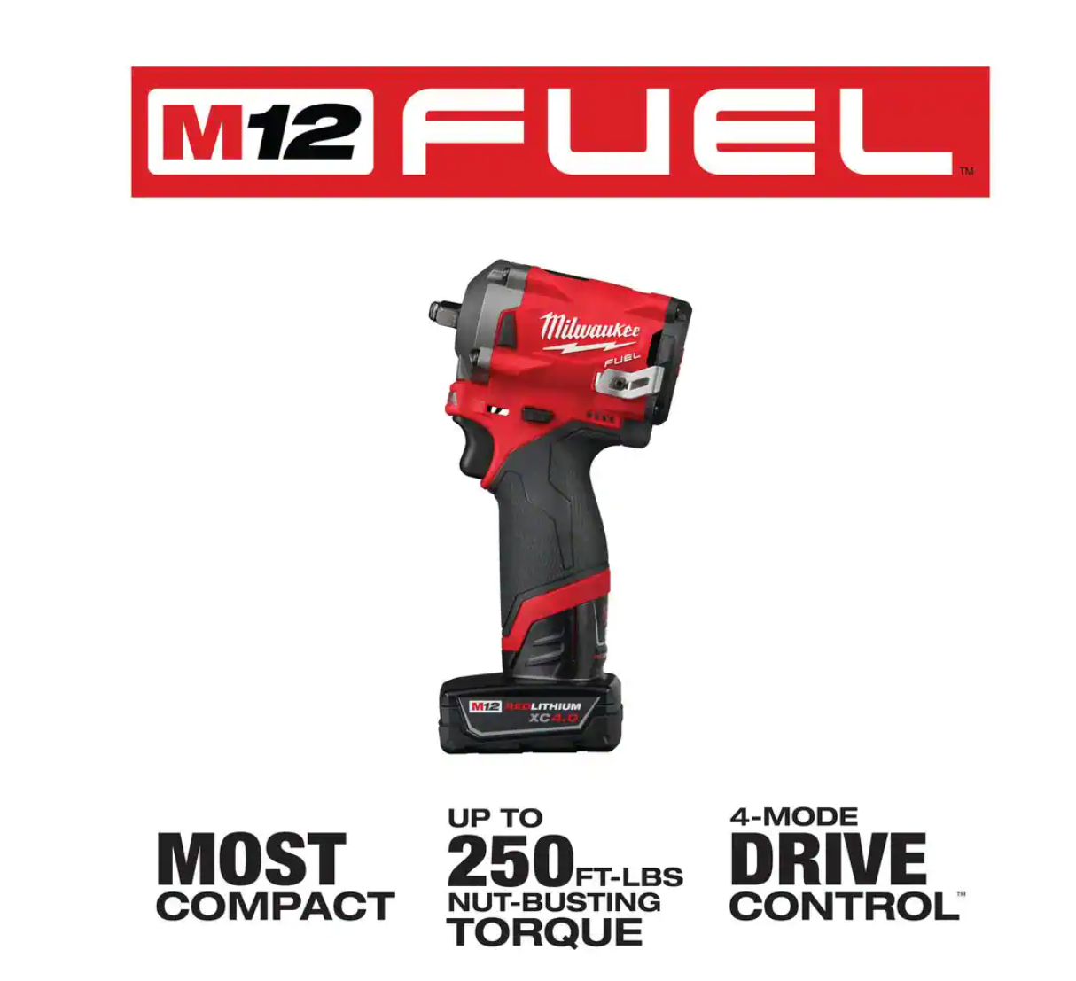 Milwaukee 2551-22-2554-20 M12 FUEL SURGE 12V Lithium-Ion Brushless Cordless 1/4 in. Hex Impact Driver Compact Kit and M12 FUEL 3/8 in. Impact Wrench