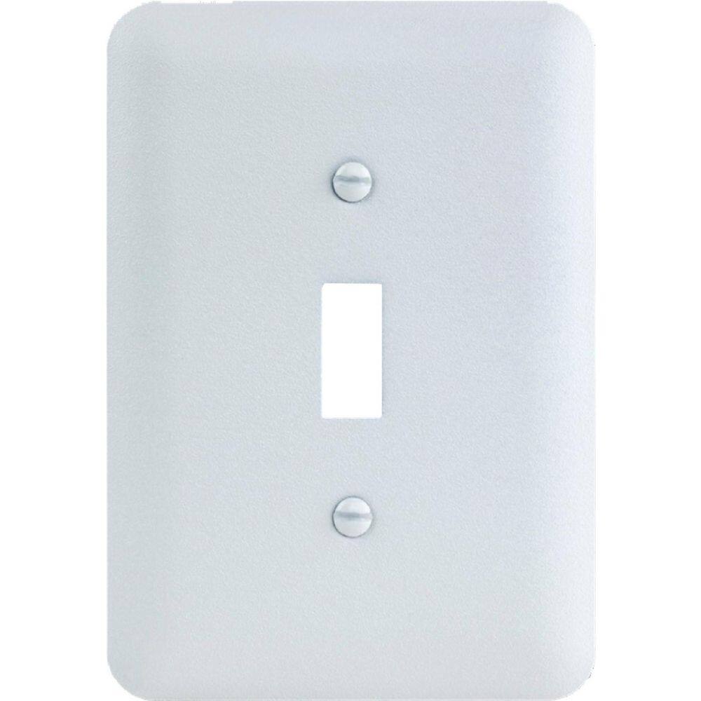 Hampton Bay Perry 1-Gang Toggle Metal Wall Plate White (TexturedPaintable Finish) BPMTMW-T