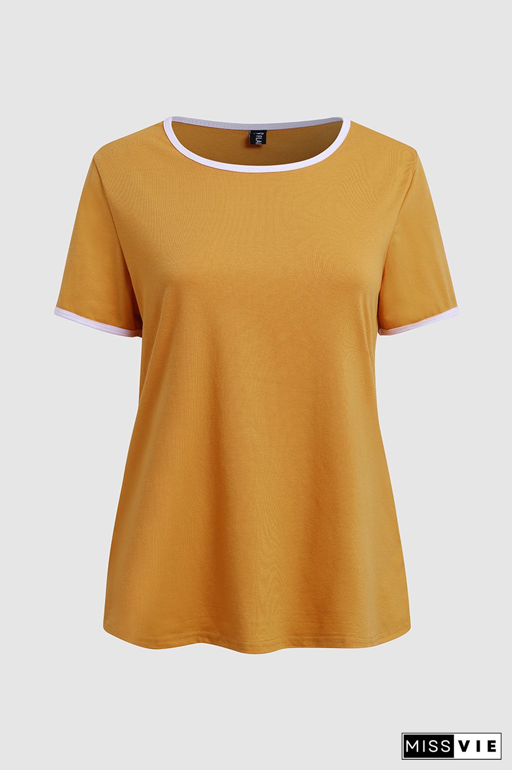 Colorblock Round Neck Short Sleeve T-Shirt