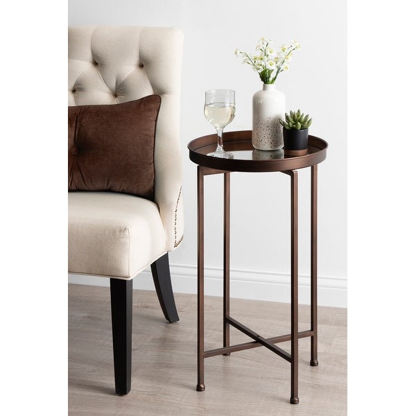 Kate and Laurel Celia Round Foldable Metal Accent Table - 14x14x26