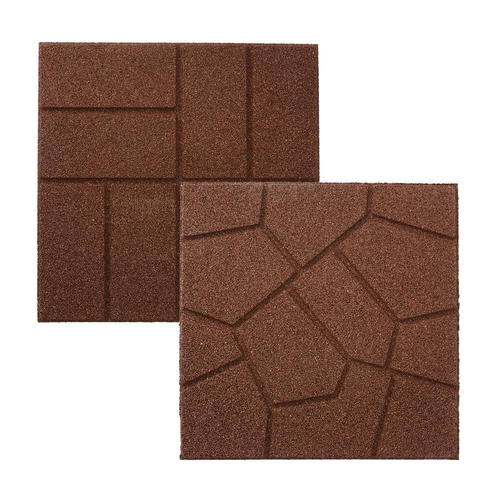 Rubberific 16 in. x 16 in. Brown Dual-Sided Rubber Paver (9-Pack) DCPVBN9