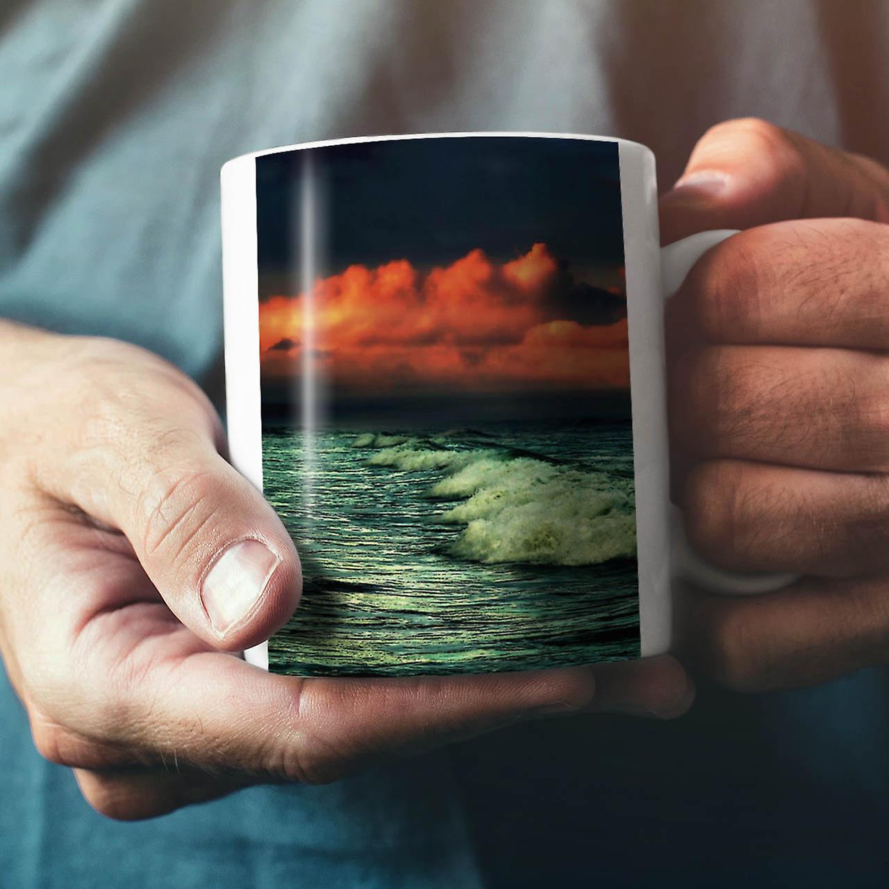 Dark Sea Wave Dawn NEW White Tea Coffee Ceramic Mug 11 oz | Wellcoda