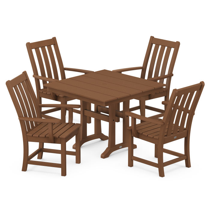 Polywood Vineyard 5-Piece Farmhouse Trestle Arm Chair Dining Set PWS643-1