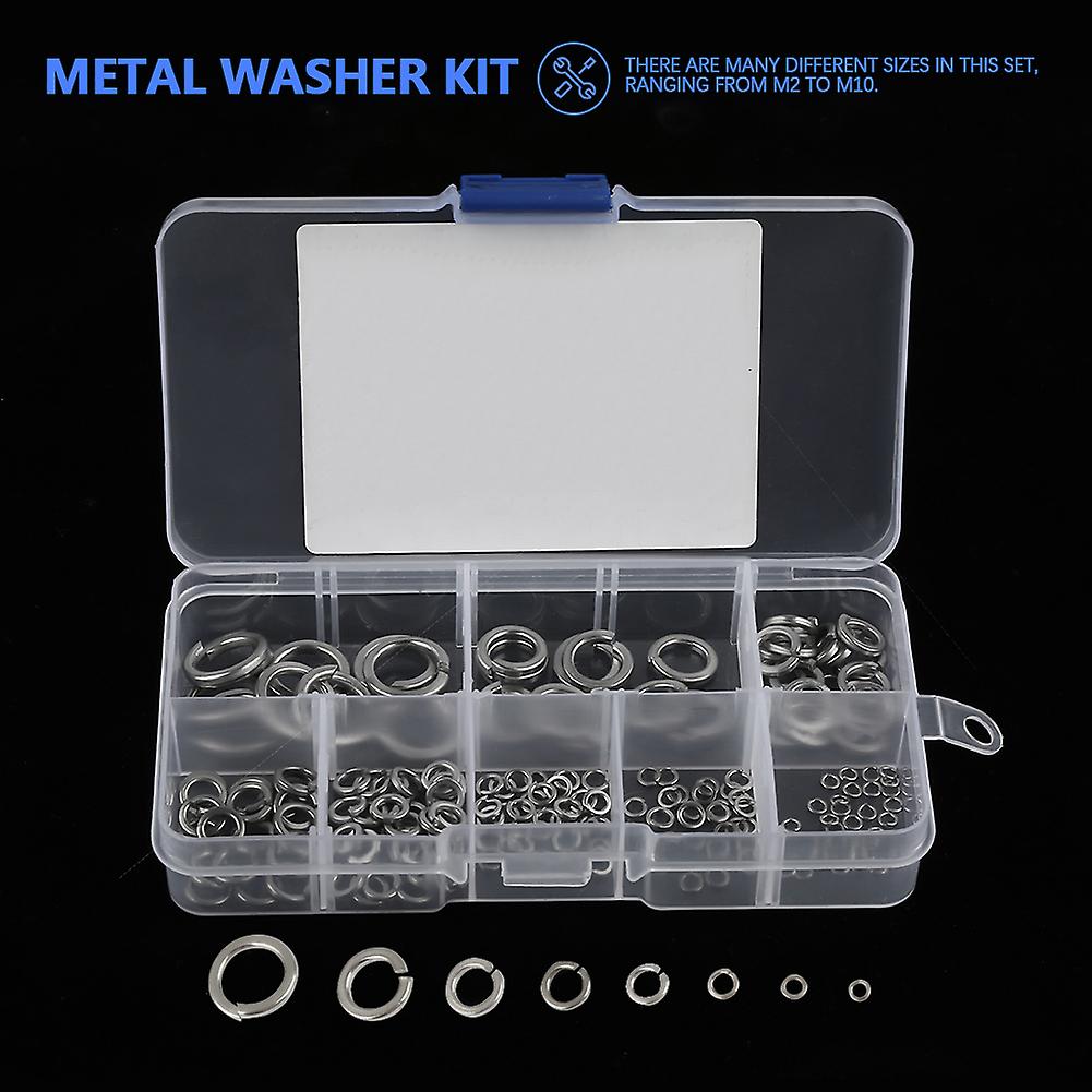 180pcs M2-m10 Stainless Steel Ss304 Spring Washer Assortment Kit With Box