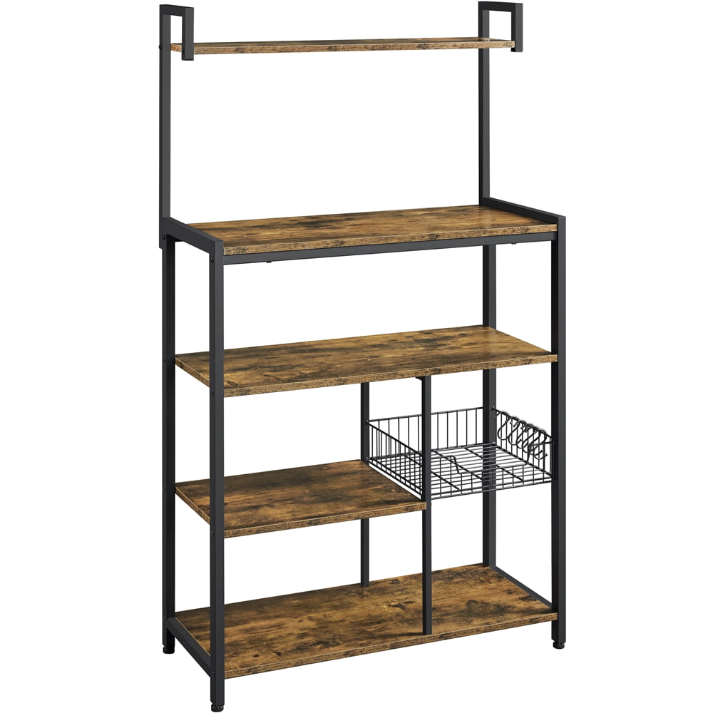 SmileMart Industrial Baker’s Rack Utility Storage Shelf for Kitchen， Rustic Brown