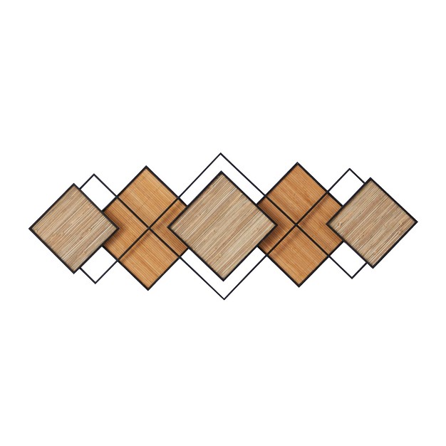 X 43 quot Bamboo Geometric Overlapping Diamond Wall Decor With Metal Wire Brown Olivia amp May