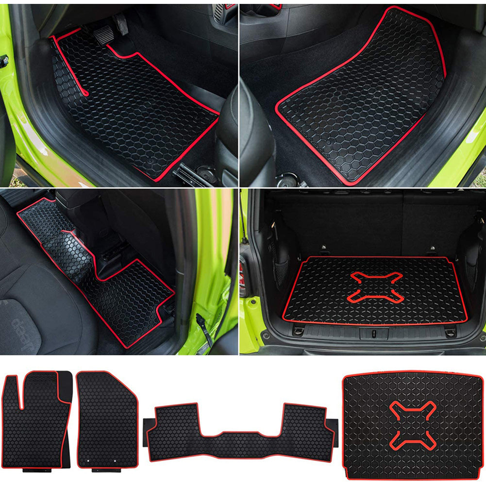 Floor Mats and Cargo Liners Set For Jeep Renegade 2015-2021 Custom Fit Front and Rear Seat Slush Mats， Environmentally Friendly Rubber Heavy Duty All Weather Guard Odorless (Pack Of 4)