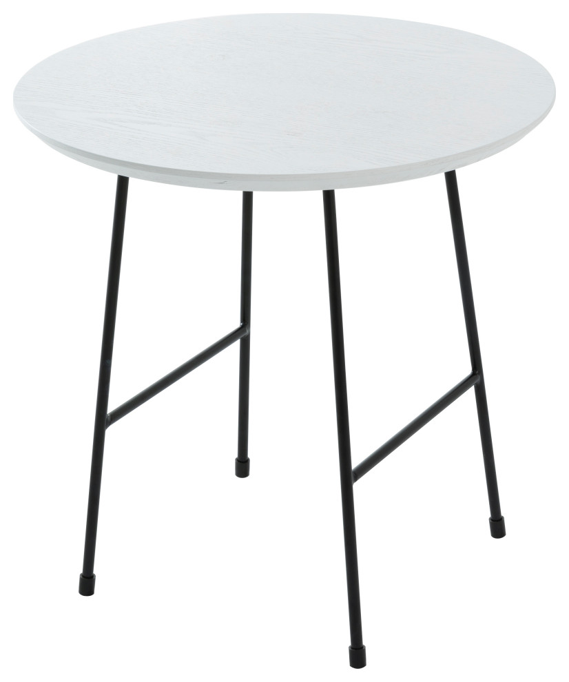 LeisureMod Rossmore Modern Round Side Table With Black Steel Frame   Midcentury   Side Tables And End Tables   by LeisureMod  Houzz