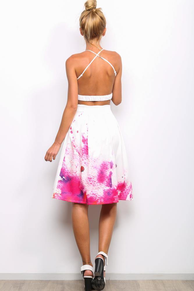 Ocean Waves Skirt Pink