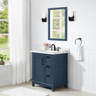 OVE Decors Pembroke 30 in. W Bath Vanity in Grayish Blue with White Engineered Stone Top with White Basin 15VVA-CLAR30-10