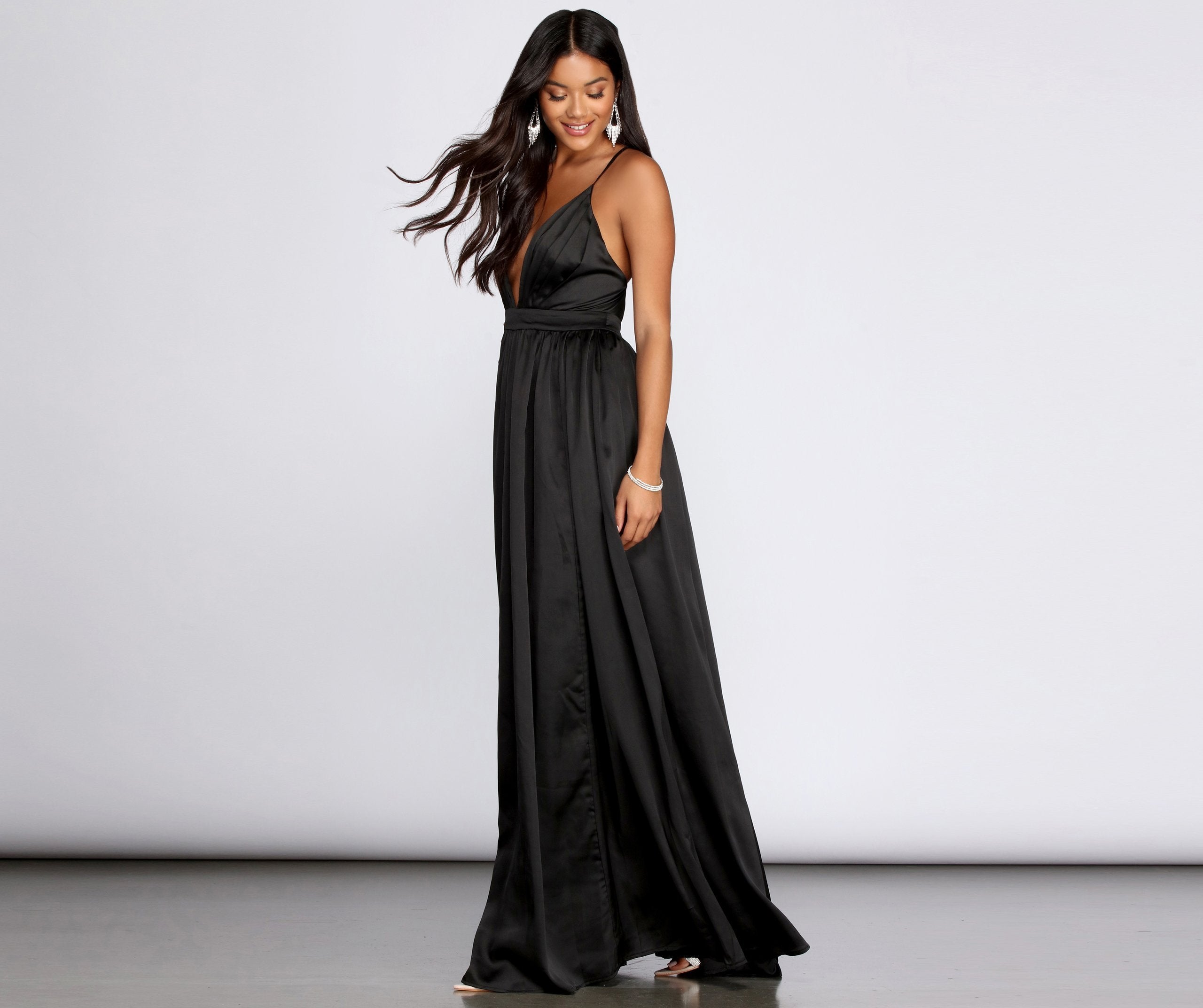 CLEARANCE - Nerissa Pleated Satin Gown