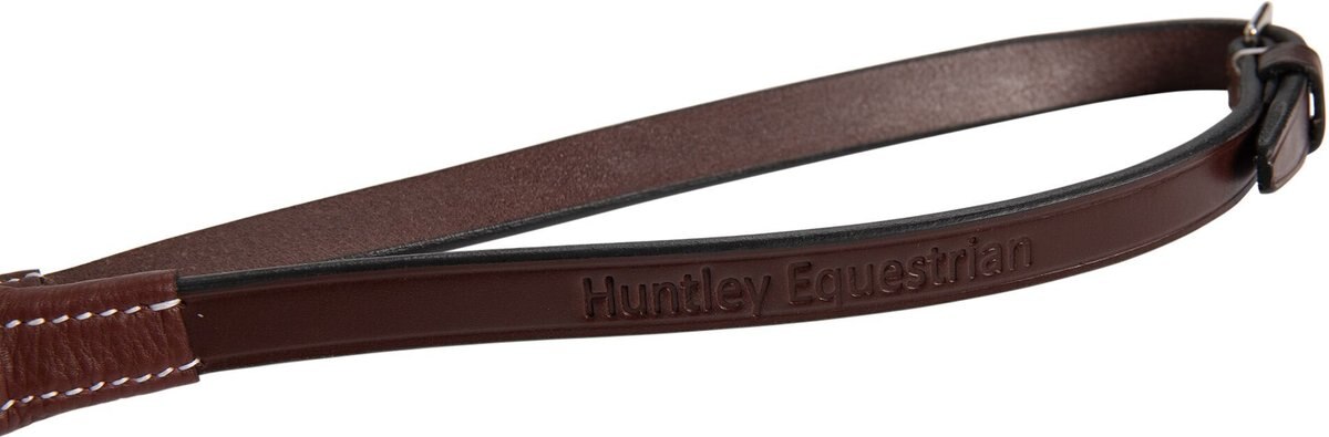 Huntley Equestrian Fancy Stitched Rubber Horse Reins Brown， Full