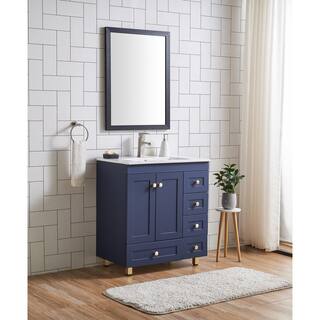 VAPSINT 30 in. W x 18 in. D x 32 in. H Bathroom Vanity in Blue with White Ceramic Sink Top VA-SE10LS-G75E