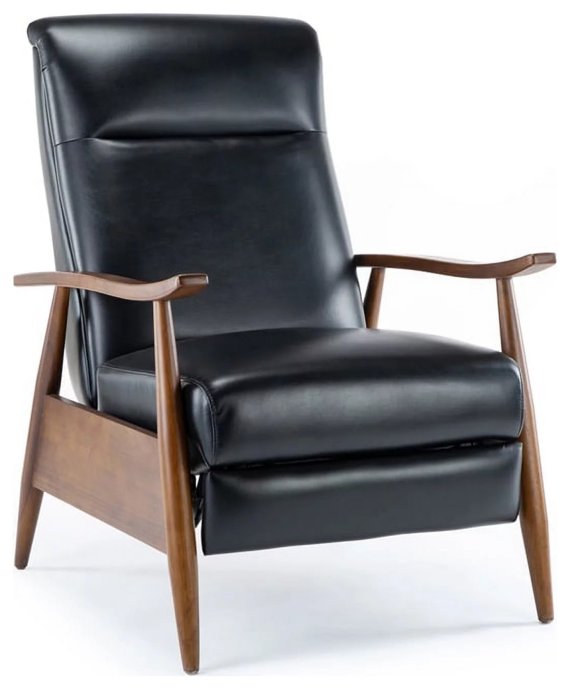 Classic Push Back Recliner Chair  Hardwood Frame With Faux Leather Seat   Traditional   Recliner Chairs   by Declusia  Houzz