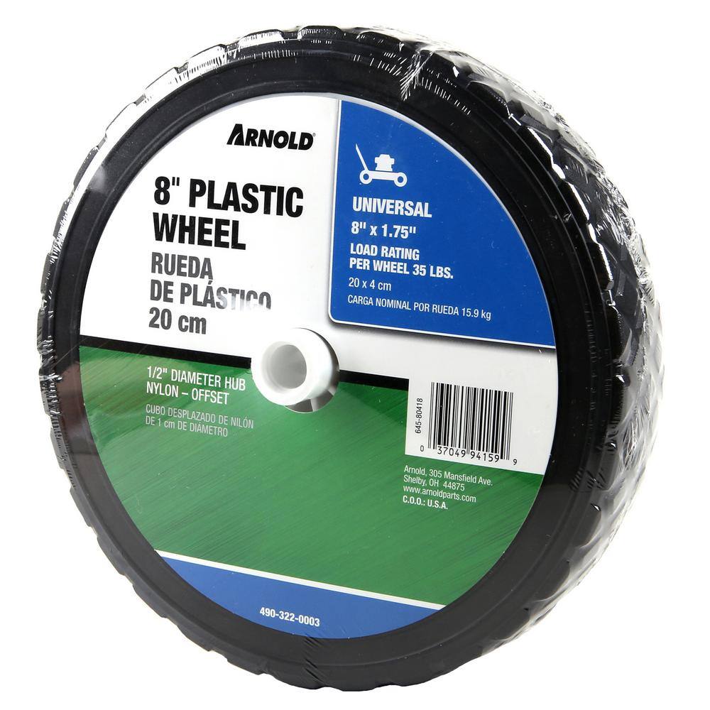 Arnold 8 in. x 1.75 in. Universal Plastic Wheel with 12 in. Dia Nylon Offset Hub 490-322-0003