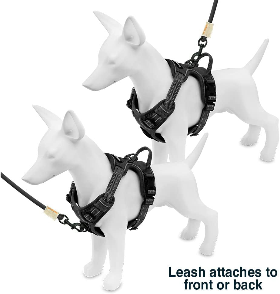 Voyager Dog Harness Dual Leash Attachment No-Pull Control Adjustable Soft but Strong Pet Harness for Medium and Large Dogs with 3M Reflective Technology - Black， M (Chest: 20 - 25