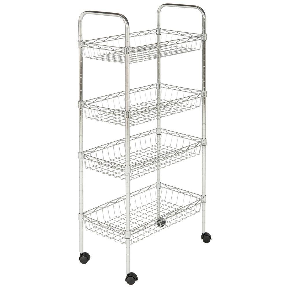 SAFAVIEH Chrome 4-Tier Carbon Steel Wire Shelving Unit (18 in. W x 37 in. H x 10 in. D) HAC1012A