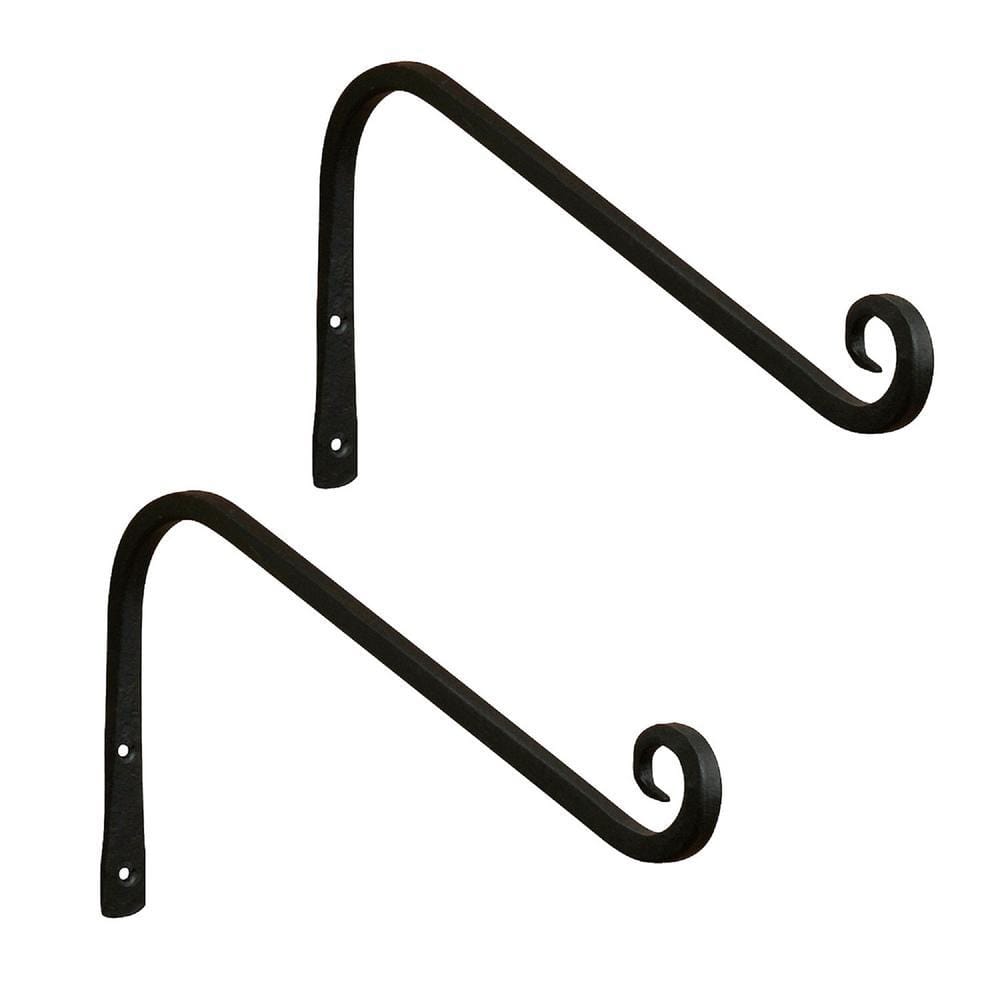 ACHLA DESIGNS 8 in. Tall Black Powder Coat Metal Angled Up Curled Wall Bracket (Set of 2) TSH-08-2