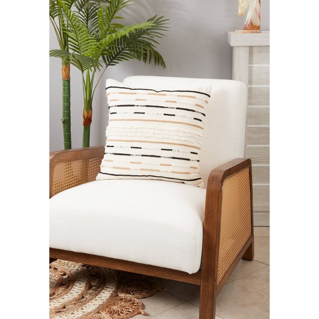 Twisted Cord Throw Pillow Cover Ivory brown Saro Lifestyle