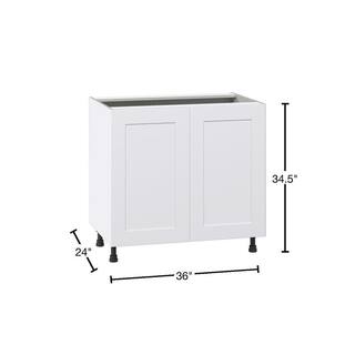 J COLLECTION Wallace Painted Warm White Shaker Assembled Sink Base Kitchen Cabinet (36 in. W x 34.5 in. H x 24 in. D) DSSB36FH-WA