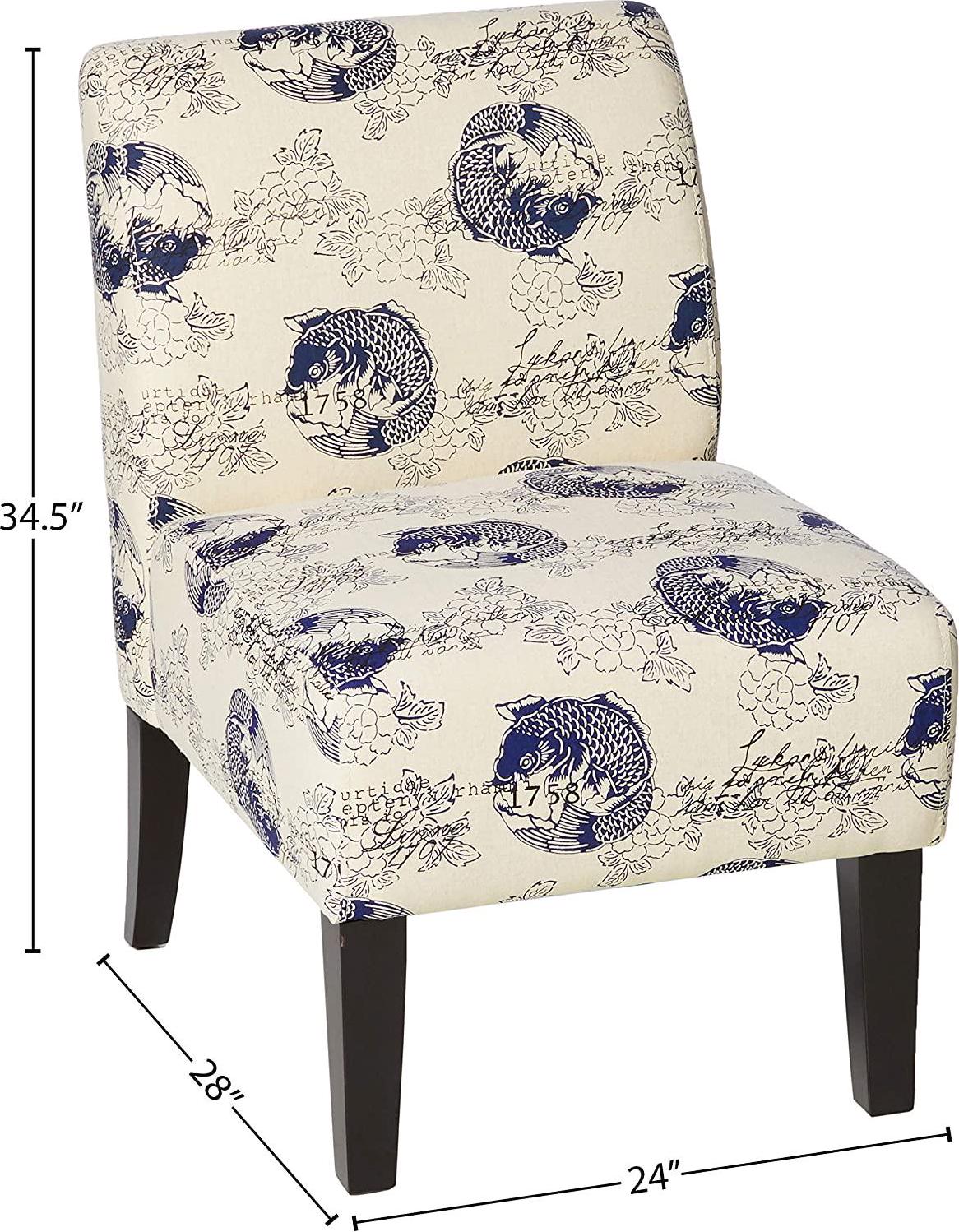 Acme Furniture Ollano Accent Chair  Fish Pattern  Dark Blue