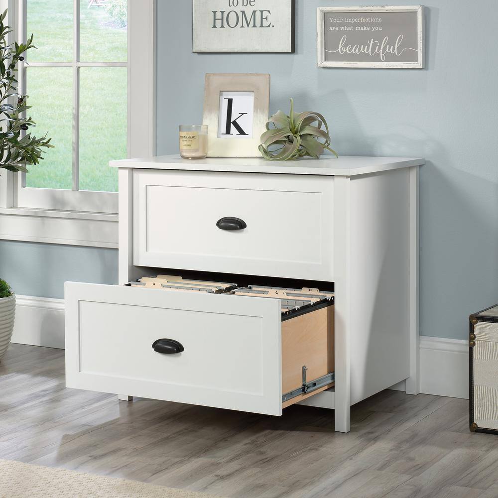 SAUDER County Line Soft White Decorative Lateral File Cabinet with 2-Drawers 427565