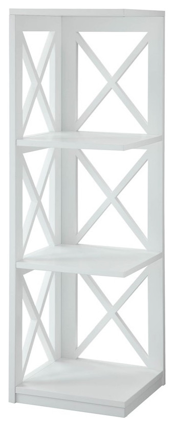 Convenience Concepts Oxford 3 Tier Corner Bookcase  White   Transitional   Bookcases   by ShopFreely  Houzz