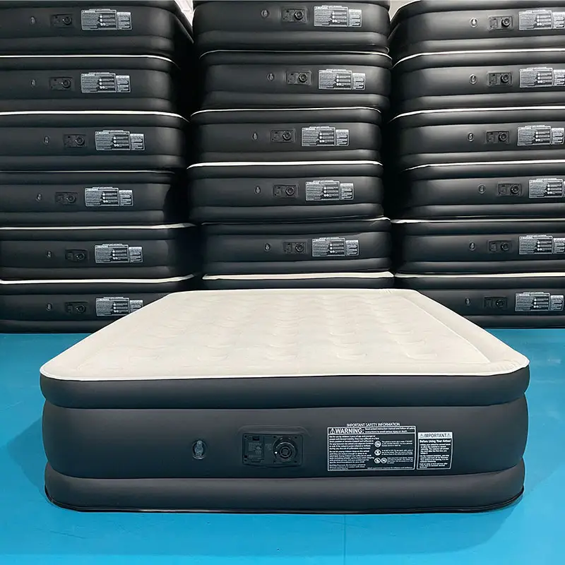 Customized single and double air mattress bed for comfortable sleep fast inflatable deflate camping mattress with built in pump