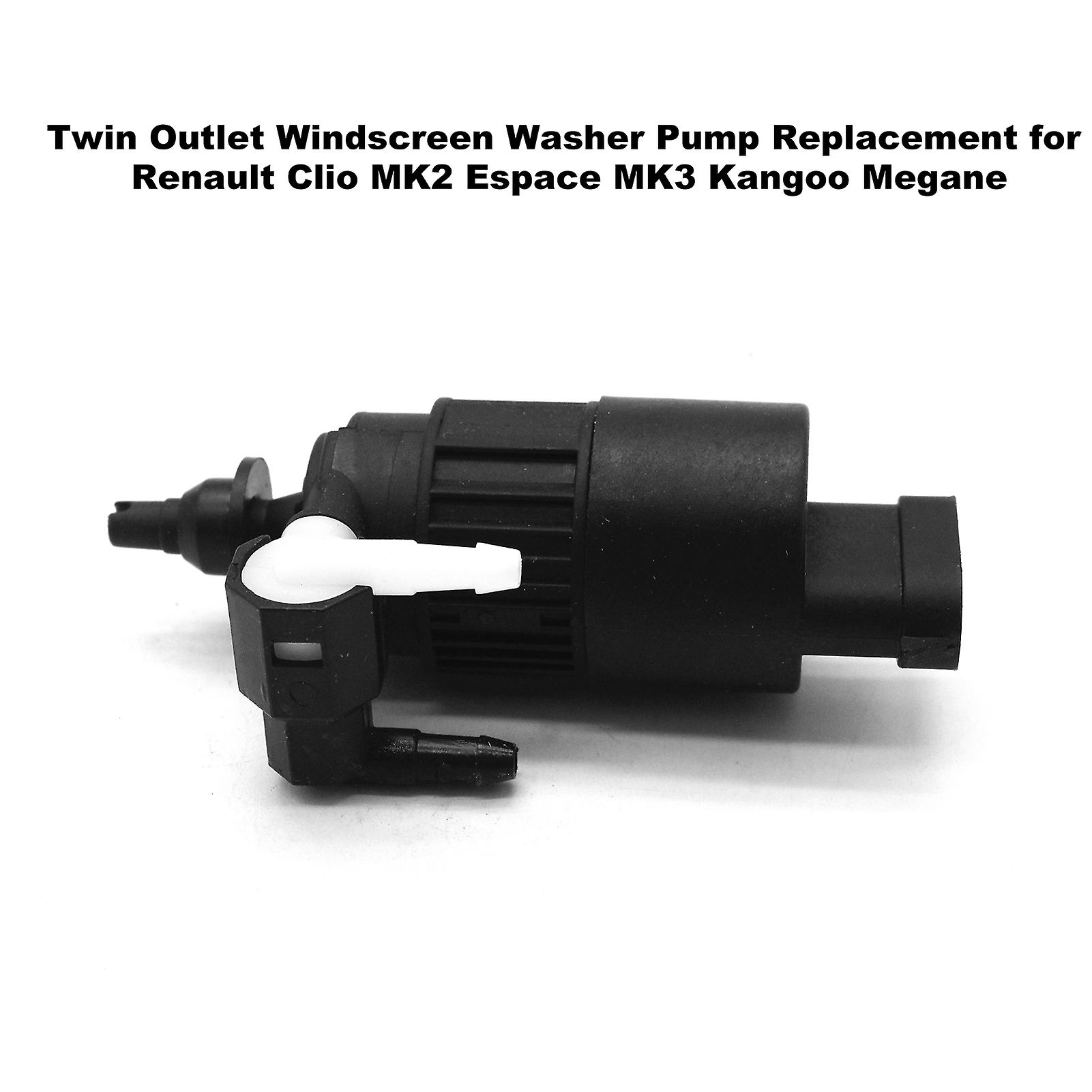 Black Twin Outlet Windscreen Washer Pump Replacement For Renault Clio Mk2 Espace Mk3 Kangoo Megane