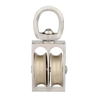 Everbilt 1-12 in. Nickel-Plated Swivel Double Pulley 42604