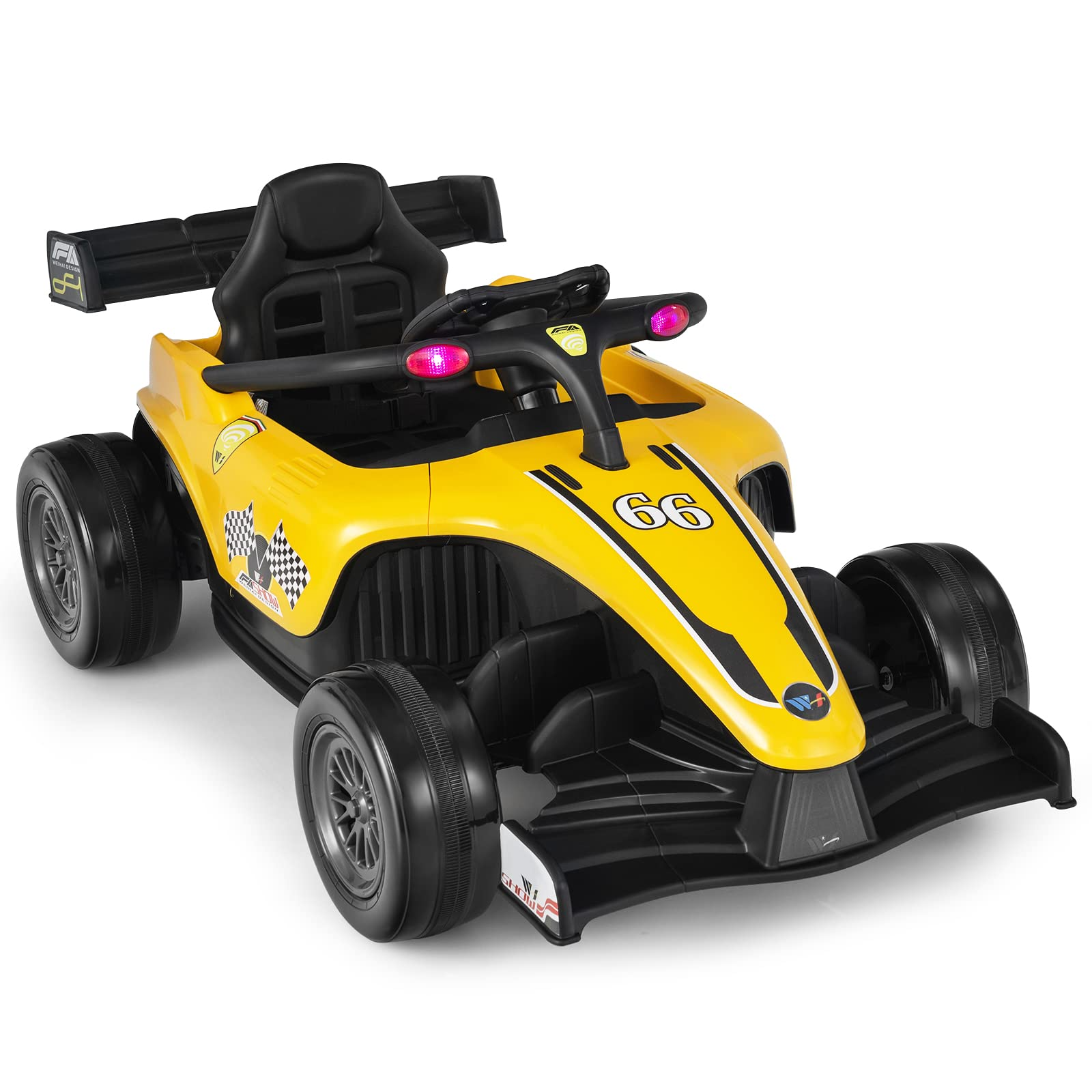 Costzon Kids Ride on Car, 12V Battery Powered Electric Racing Truck w/ Remote Control, Spring Suspension