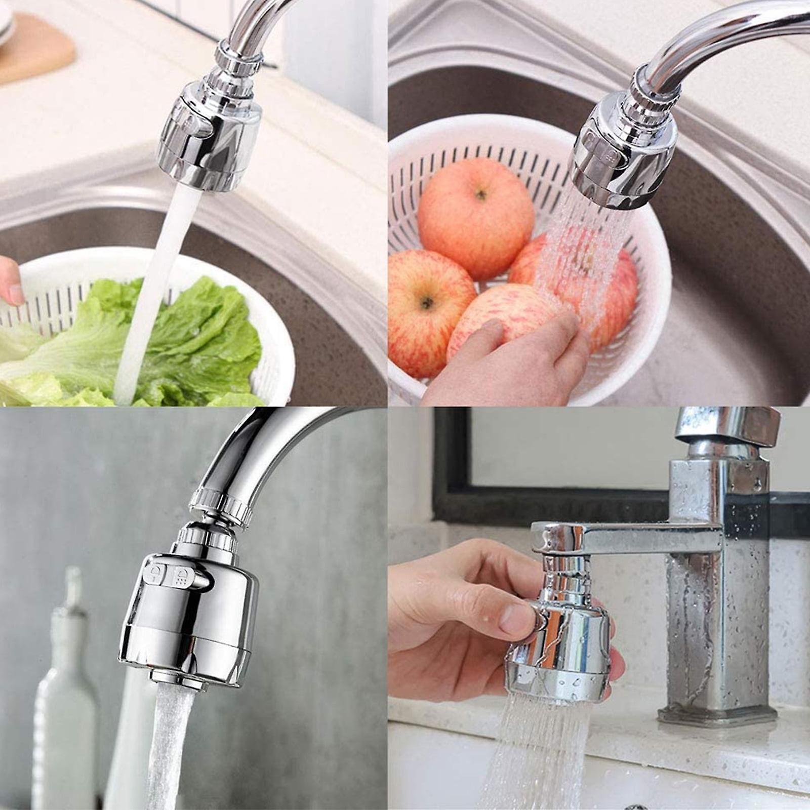 2pcs Splashproof Nozzle Rotatable Faucet Tap Extender Kitchen Diffuser Filter， Adult Unisex， Size: 3.94 X 3.94 X 2.36， Silver