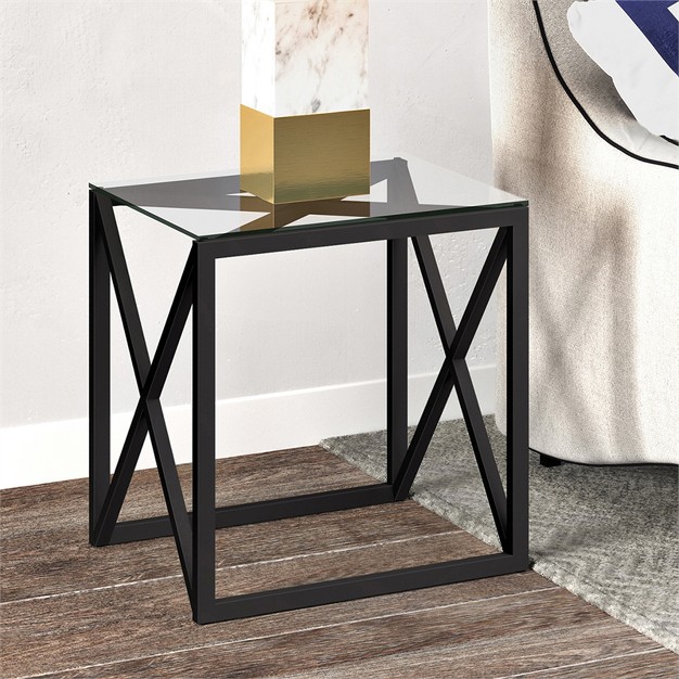 22 x27 Geometric Metal Side Table In Black Henn amp hart