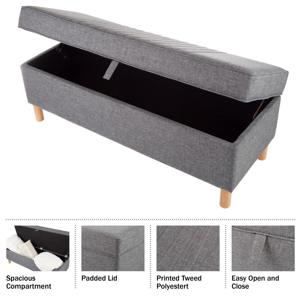 Tweed Polyester Footrest or Bench Organizer   Midcentury   Footstools And Ottomans   by Trademark Global  Houzz