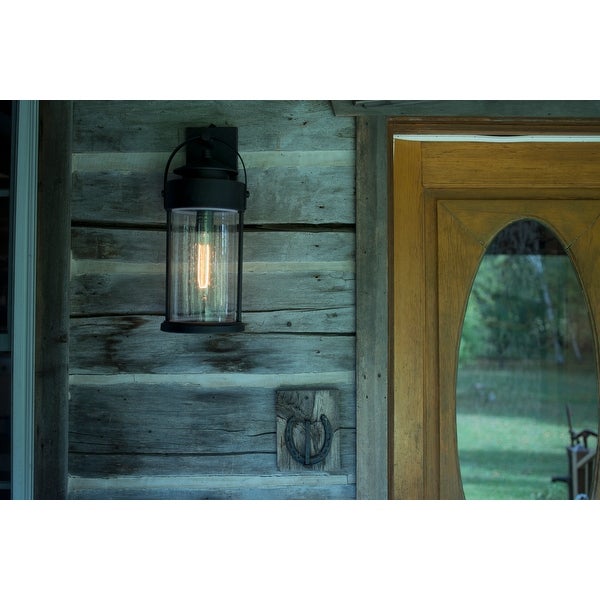 Cumberland 1 Light Dusk to Dawn Bronze Rustic Outdoor Wall Lantern Clear Glass - 8-in W x 19.75-in H x 9-in D Shopping - The Best Deals on Outdoor Wall Lanterns | 26685208