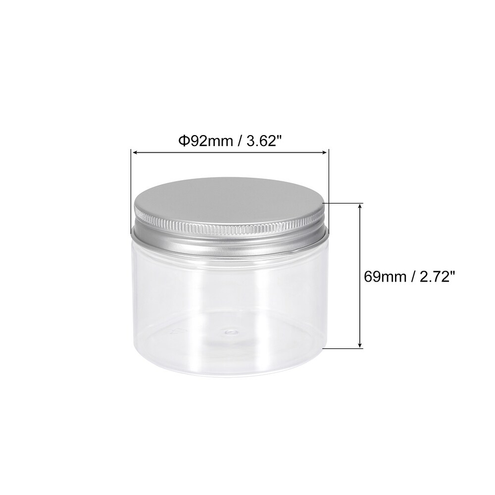 6Pcs 300ml Clear Plastic Jars with Silver Lid Food Storage Container for Kitchen