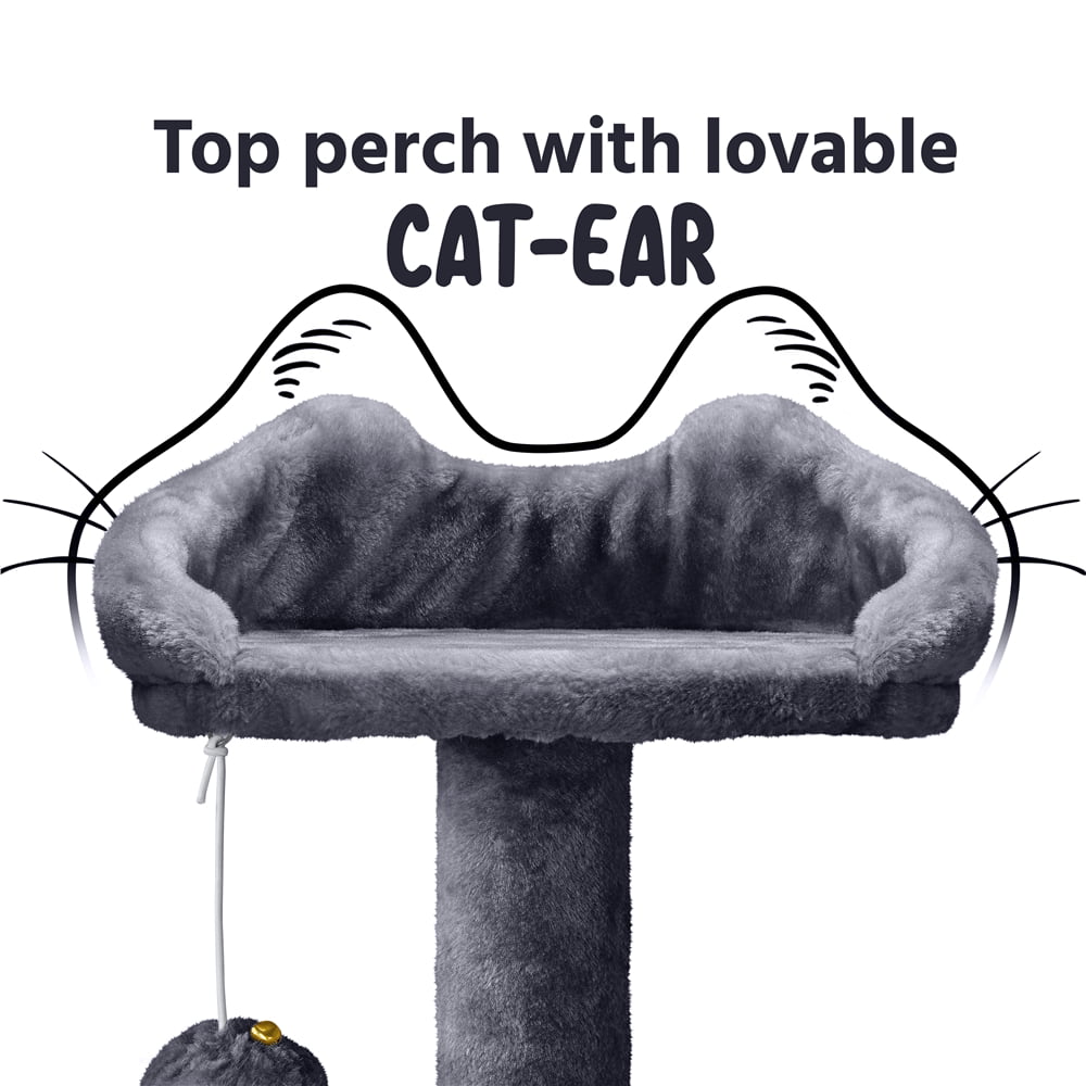 Topeakmart 54.5''H Cat Tree Tower Condo Scratching Post Tower， Dark Gray