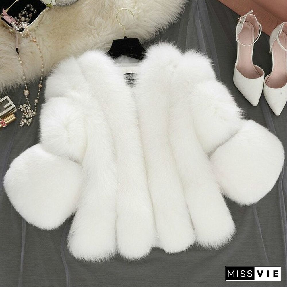 High Quality Faux Fur Coat for Women Winter Warm Fluffy Fake Fur Jacket Outerwear Plus Size Plush Coat Female Overcoat