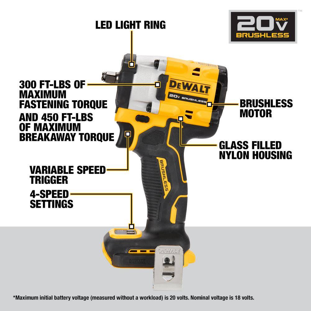 DW 20V MAX XR Cordless Brushless 2-Speed 21 Plastic Collated Framing Nailer  Brushless 38 in. Impact Wrench (Tools Only) DCN21PLBW923B