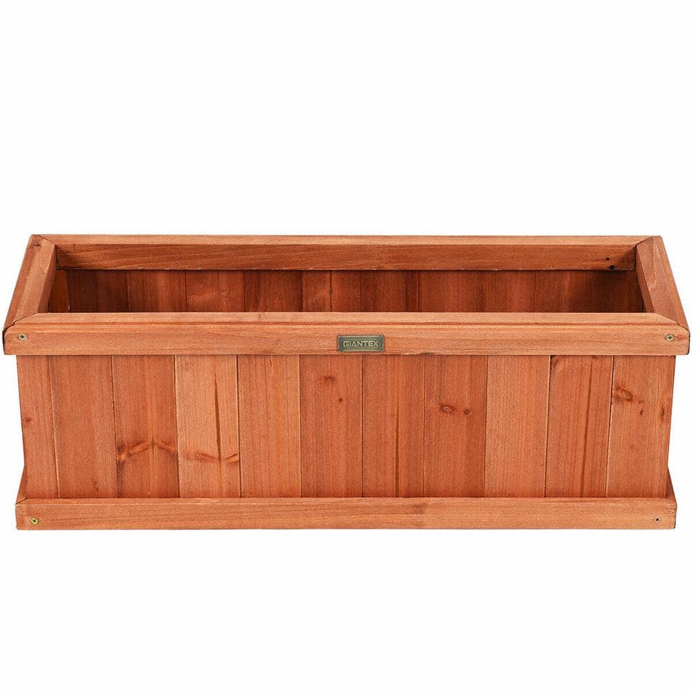 ANGELES HOME 28 12 in. x 9 12 in. Solid Fir Wood Flower Planter Box with Drainage Holes For Garden M34-8GT31