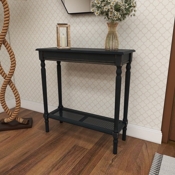 Black Wood French Country Farmhouse Traditional Console Table - 31 x 21 x 32