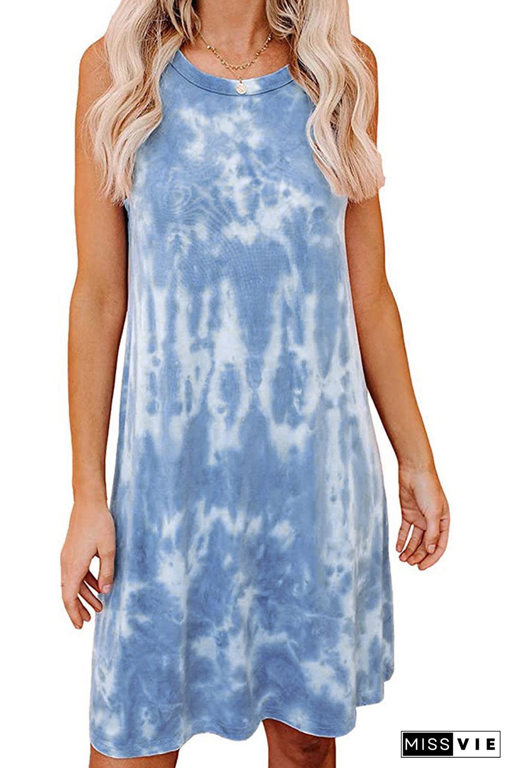 Tie Dye Print Sleeveless Tank Dress