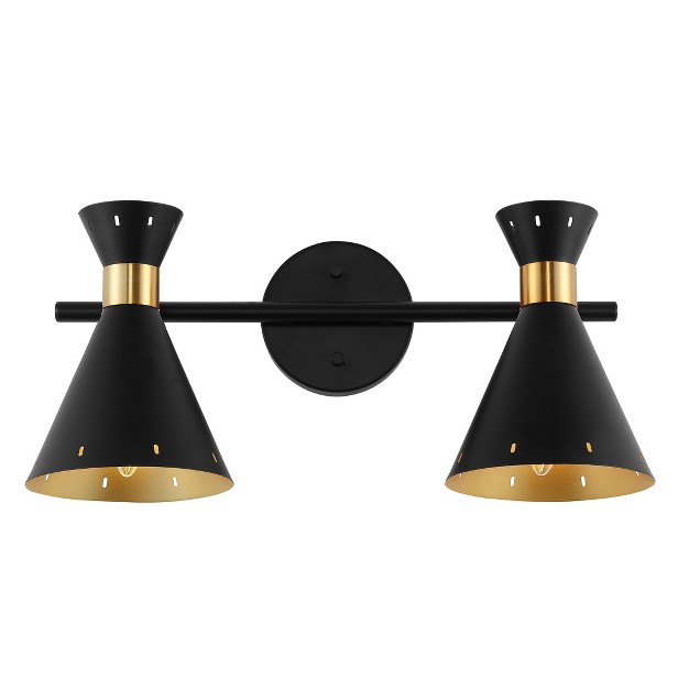 Led 2 light Elroy Iron Retro Contemporary Track Wall Light Black gold Jonathan Y