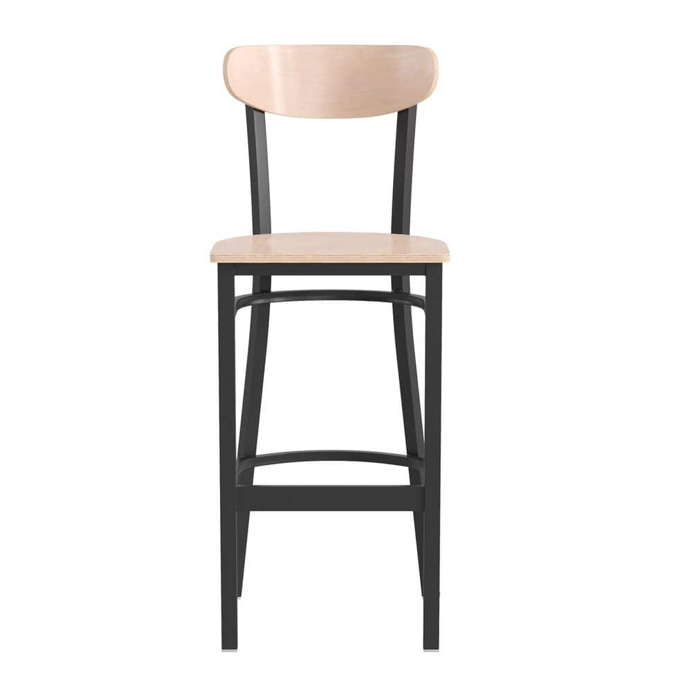 Carnegy Avenue 30 in. Natural Birch Full Metal Bar Stool with Wood Seat Set of 2 CGA-XU-504692-NA-HD