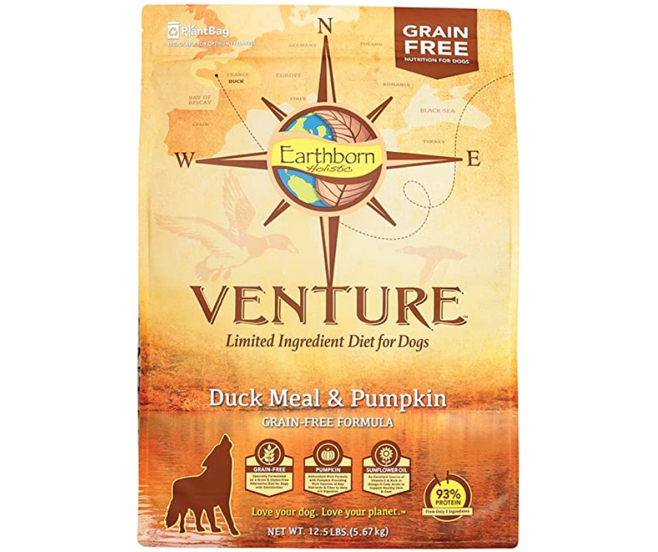 Earthborn Holistic Venture - All Breeds， Adult Dog Duck Meal and Pumpkin