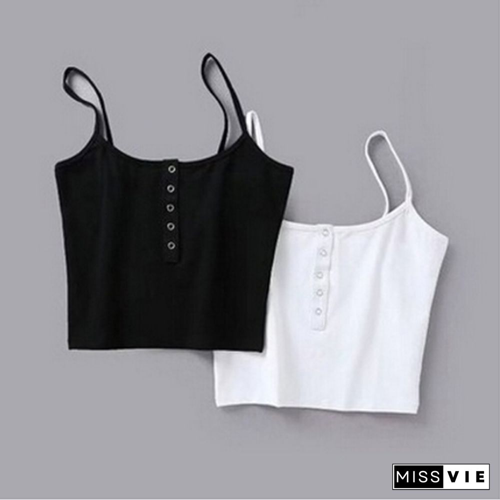 Summer Women Strap Crop Top Women Sexy Backless Leakage Navel Solid Camisole Sexy Tank Top Tube Top Breathable Crop Tops